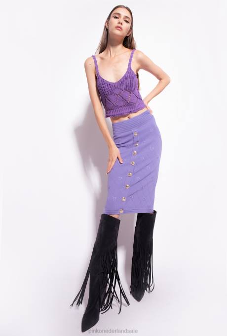 halflange rokken | L488828 jacquard tortelduifjes rok Pinko veelkleurig - zwart/wit