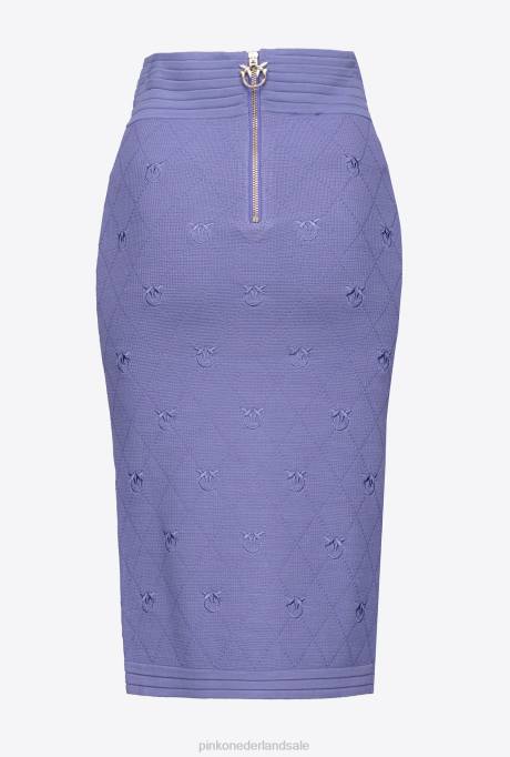 halflange rokken | L488828 jacquard tortelduifjes rok Pinko veelkleurig - zwart/wit