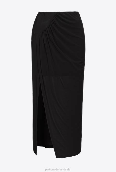 halflange rokken | L488902 vloeiende jersey midi-rok Pinko limousine zwart