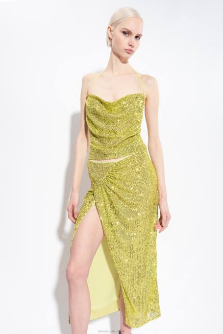 halflange rokken | L488903 midi-rok met pailletten Pinko groen - solfatara