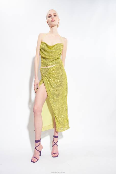 halflange rokken | L488903 midi-rok met pailletten Pinko groen - solfatara