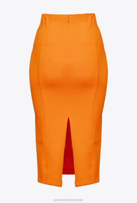halflange rokken | L488907 kuitlange rok met split Pinko fel oranje