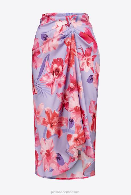 halflange rokken | L488908 midirok met bloemenprint Pinko lila/lichtroze/fuchsia