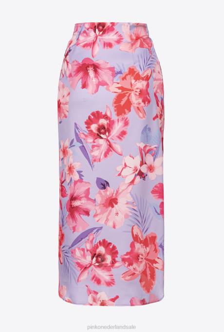 halflange rokken | L488908 midirok met bloemenprint Pinko lila/lichtroze/fuchsia