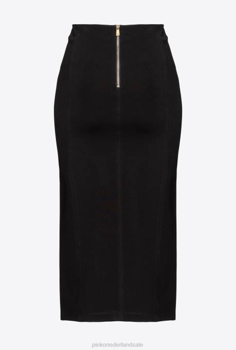 halflange rokken | L488921 halflange rok met split Pinko limousine zwart