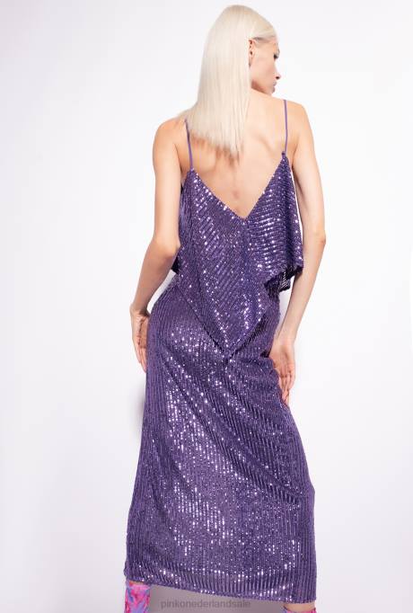 lange rokken | L488811 lange gestreepte rok met pailletten Pinko lavendel lila