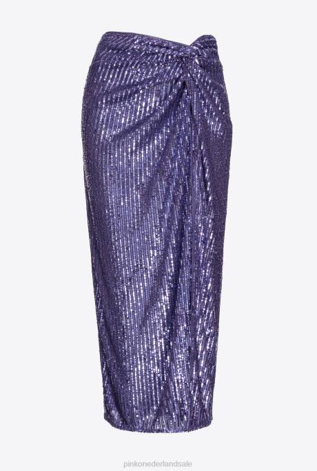 lange rokken | L488811 lange gestreepte rok met pailletten Pinko lavendel lila