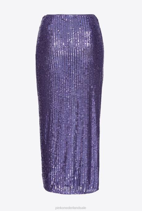 lange rokken | L488811 lange gestreepte rok met pailletten Pinko lavendel lila