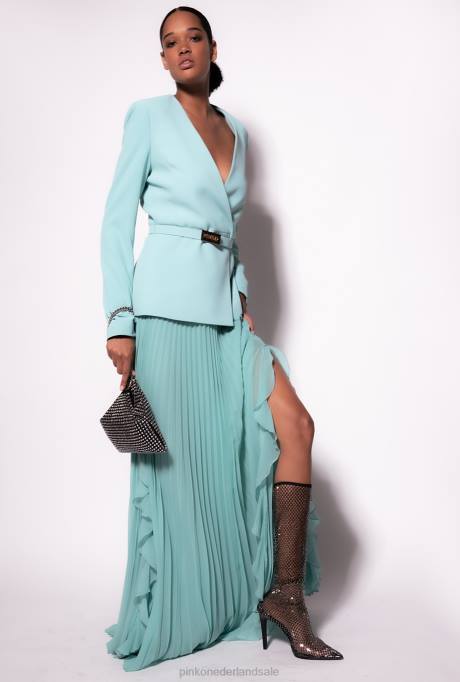 lange rokken | L488905 geplooide rok van chiffon Pinko nijl blauw