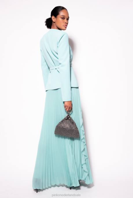lange rokken | L488905 geplooide rok van chiffon Pinko nijl blauw