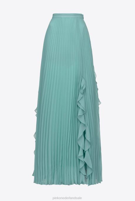 lange rokken | L488905 geplooide rok van chiffon Pinko nijl blauw