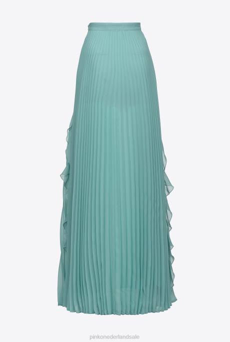lange rokken | L488905 geplooide rok van chiffon Pinko nijl blauw