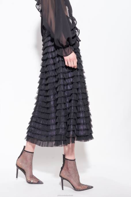 lange rokken | L488912 lange tule rok met stroken Pinko zwart/lila