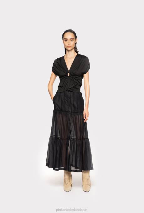 lange rokken | L488917 lange mousseline rok Pinko limousine zwart