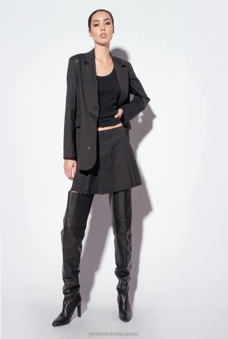 minirokjes | L488815 galleria vol strass minirokje Pinko limousine zwart