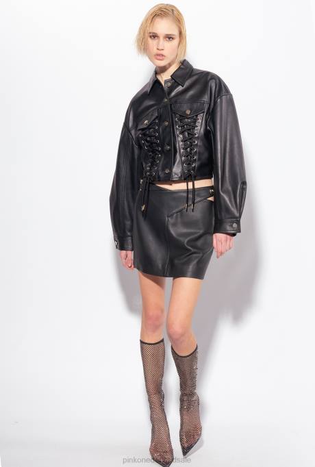 minirokjes | L488820 minirok van nappaleer Pinko limousine zwart