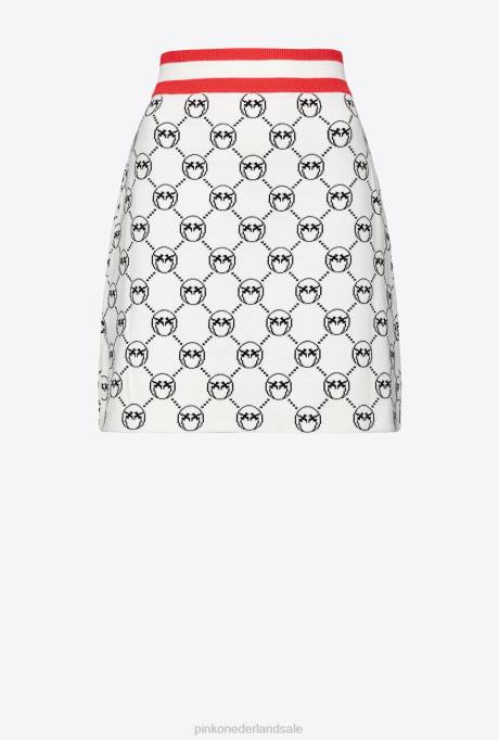 minirokjes | L488829 monogram jacquard minirok Pinko meerdere wit/zwart/rood