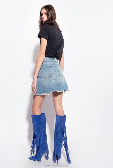 minirokjes | L488915 denim minirok met veter detail Pinko medium vintage wassing