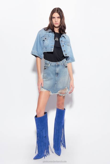 minirokjes | L488915 denim minirok met veter detail Pinko medium vintage wassing