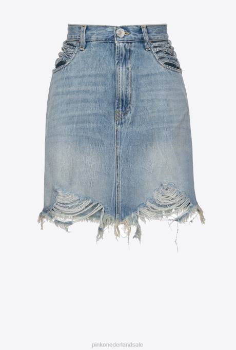 minirokjes | L488915 denim minirok met veter detail Pinko medium vintage wassing