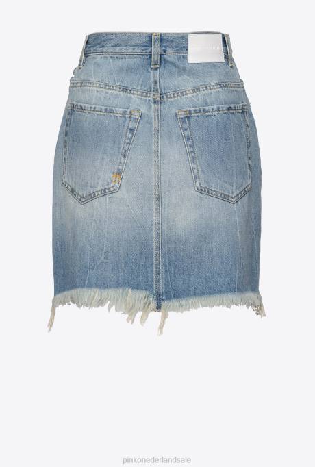 minirokjes | L488915 denim minirok met veter detail Pinko medium vintage wassing