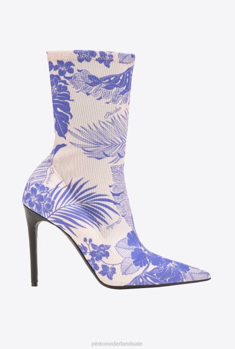 laarzen | L4881107 Enkellaarzen van mesh met print Pinko paars/nude