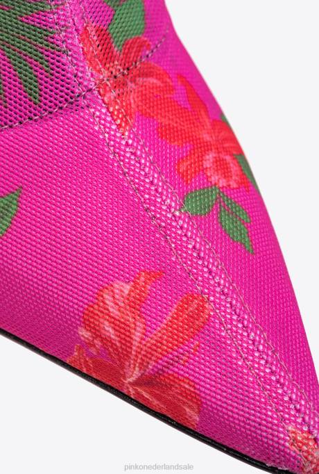 laarzen | L4881109 Enkellaarzen van mesh met print Pinko multi fuchsia/rood
