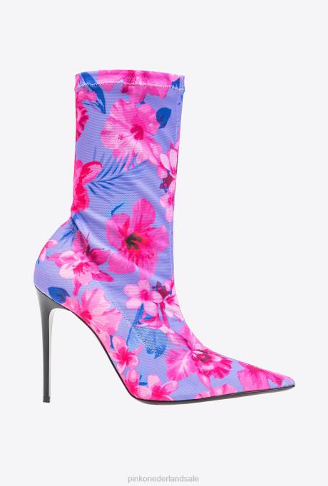 laarzen | L4881110 Enkellaarzen van mesh met print Pinko lila/lichtroze/fuchsia