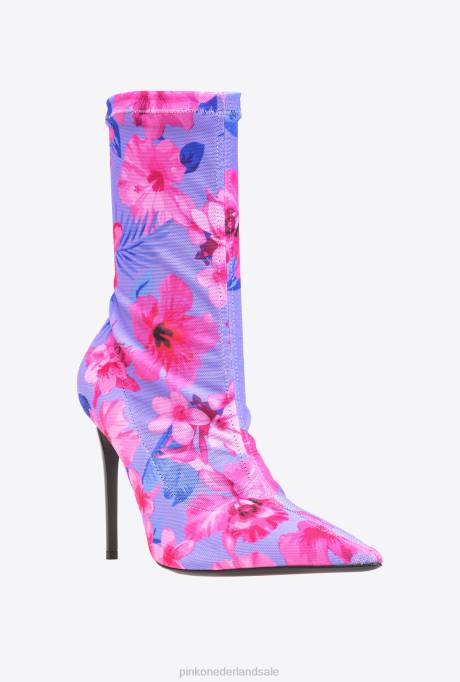 laarzen | L4881110 Enkellaarzen van mesh met print Pinko lila/lichtroze/fuchsia
