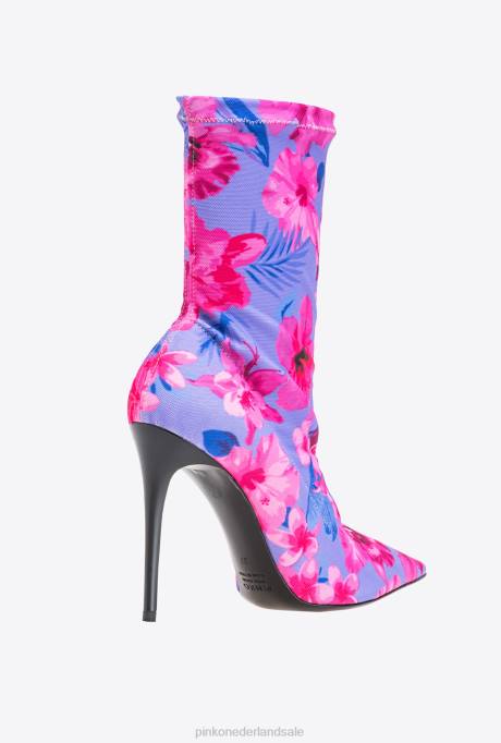 laarzen | L4881110 Enkellaarzen van mesh met print Pinko lila/lichtroze/fuchsia