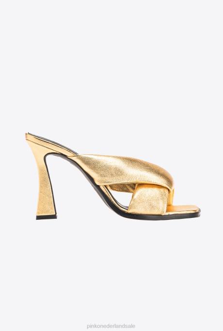 sandalen | L4881085 instappers van verijdeld nappaleer met hak Pinko helder goud