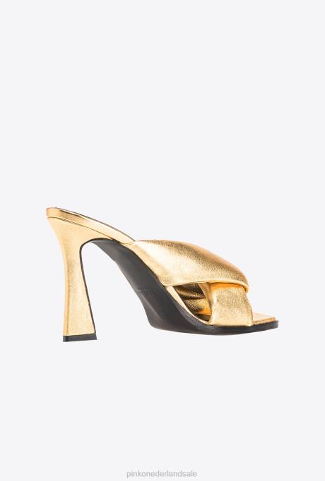 sandalen | L4881085 instappers van verijdeld nappaleer met hak Pinko helder goud