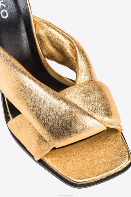 sandalen | L4881085 instappers van verijdeld nappaleer met hak Pinko helder goud