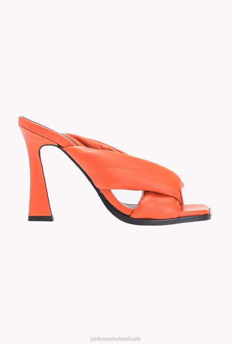 sandalen | L4881086 instappers met hak van nappaleer Pinko fel oranje