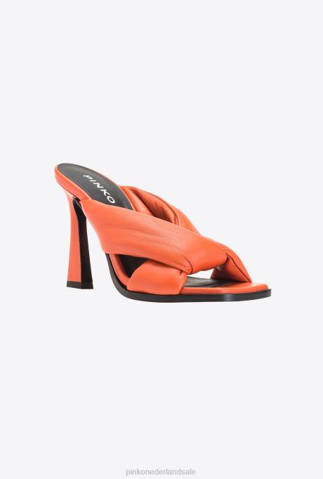 sandalen | L4881086 instappers met hak van nappaleer Pinko fel oranje
