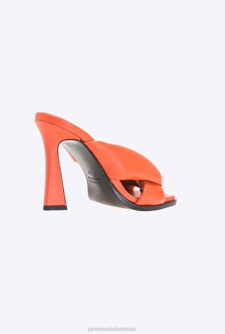 sandalen | L4881086 instappers met hak van nappaleer Pinko fel oranje