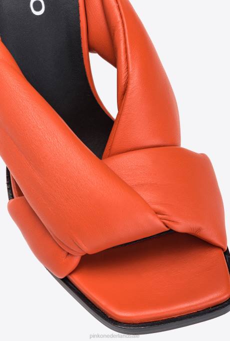 sandalen | L4881086 instappers met hak van nappaleer Pinko fel oranje