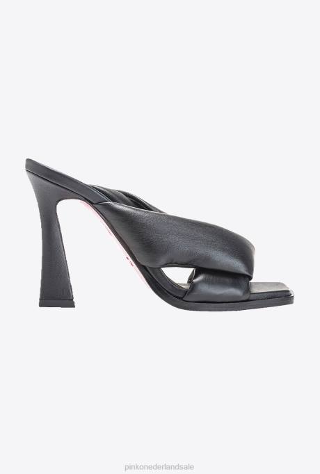 sandalen | L4881087 instappers met hak van nappaleer Pinko limousine zwart