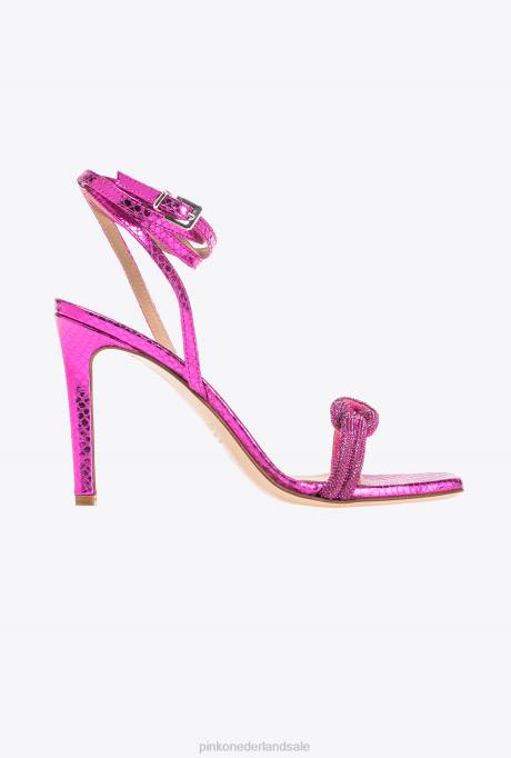 sandalen | L4881093 sandalen met strass knoop Pinko frambozen rood