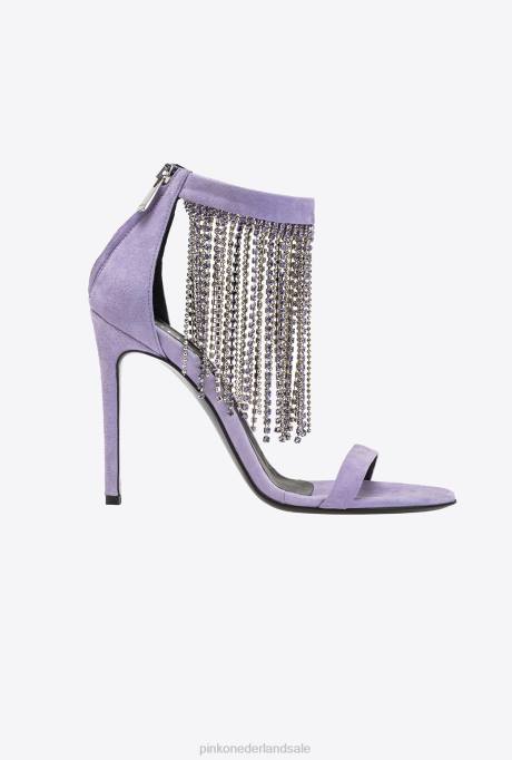sandalen | L4881096 sandalen met franjes van strass Pinko iris