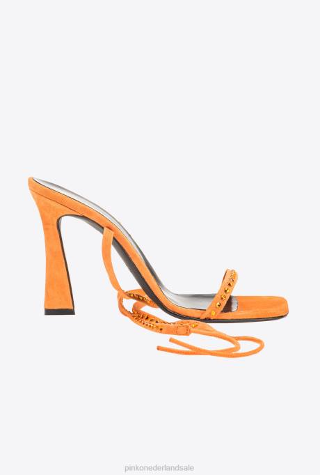 sandalen | L4881097 sandalen met enkel vetersluiting Pinko fel oranje