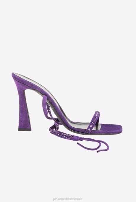 sandalen | L4881098 sandalen met enkel vetersluiting Pinko plumeria paars
