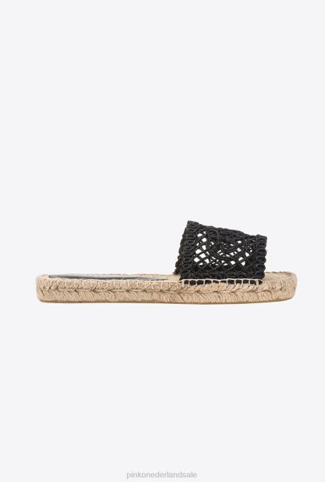 sandalen | L4881114 koord instappers Pinko zwart/kameel
