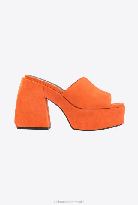 sandalen | L4881116 hoge suède muiltjes Pinko fel oranje