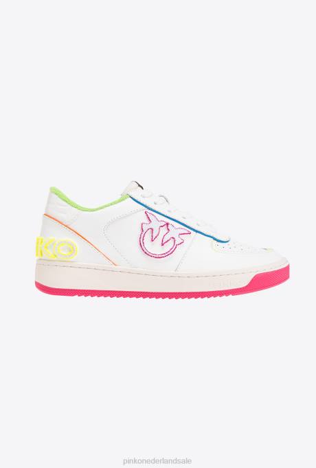 sportschoenen | L4881063 neon basketbalsneakers Pinko wit/neon fuchsia