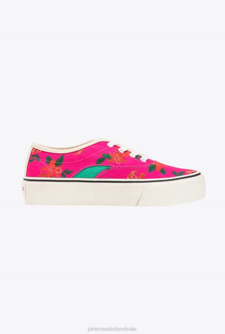 sportschoenen | L4881068 skaterschoenen met bloemenprint Pinko veelkleurig - fuchsia/groen