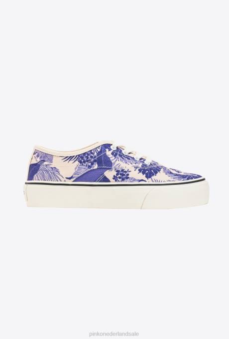 sportschoenen | L4881069 skaterschoenen met bloemenprint Pinko wit/paars