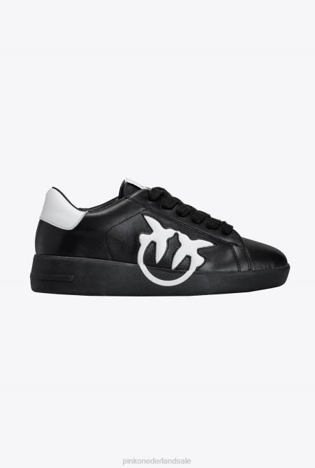 sportschoenen | L4881071 platte sneakers met logo Pinko zwart wit