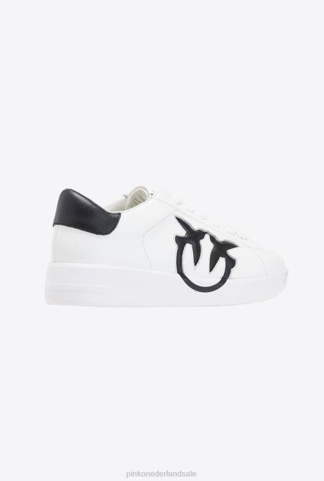 sportschoenen | L4881073 platte sneakers met logo Pinko wit Zwart