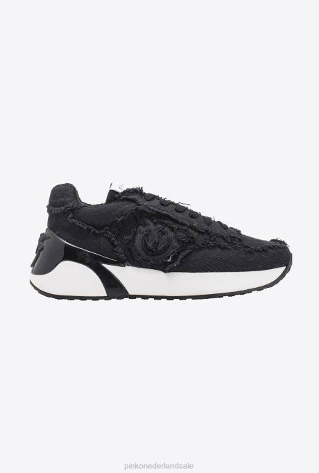 sportschoenen | L4881076 spijkersneakers Pinko limousine zwart